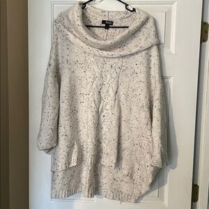 a.n.a Cowl Neck Speckle Poncho Style Chunky Knot Sweater 1X